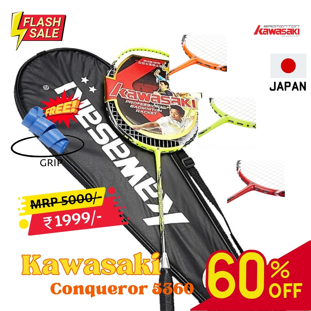 英語版　Tropical  BGS9 Kawasaki Badminton Racket Conqueror 5360 Red Orange Green